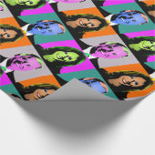 Biden Harris Pop Art (Sinaasappel, grijs, blauw, r Cadeaupapier (Hoek)