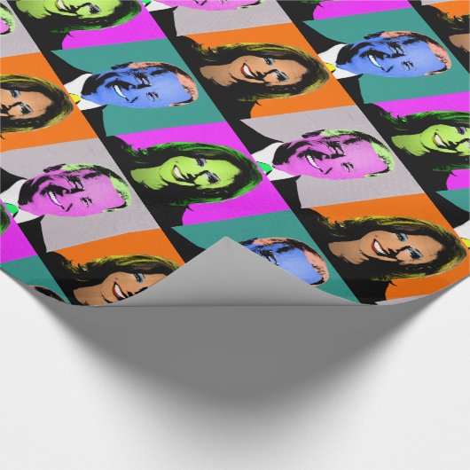 Biden Harris Pop Art (Sinaasappel, grijs, blauw, r Cadeaupapier (Hoek)