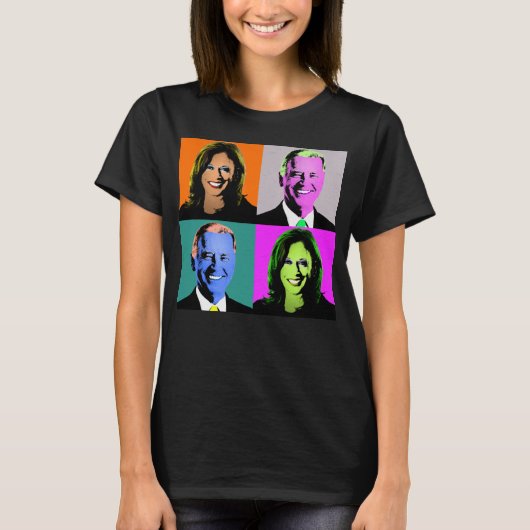Biden Harris Pop Art (Sinaasappel, grijs, blauw, r T-shirt (Voorkant)