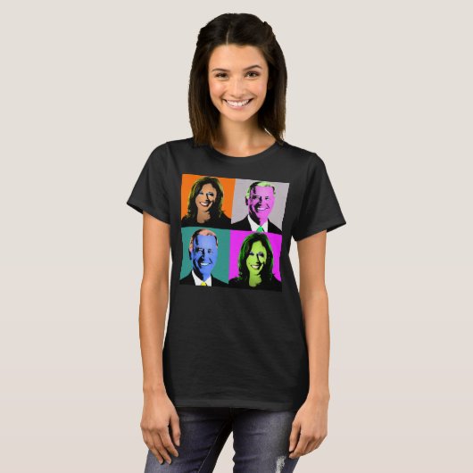 Biden Harris Pop Art (Sinaasappel, grijs, blauw, r T-shirt (Voorkant volledig)