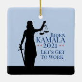Biden Harris President Aan het werk 2021 Keramisch Ornament (Achterkant)