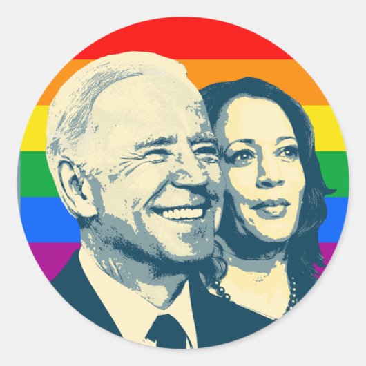 BIDEN HARRIS PRIDE BADGE LARGE RONDE STICKER (Voorkant)