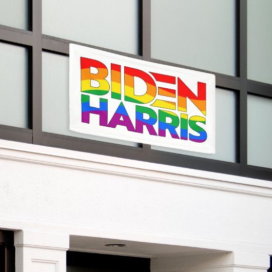 Biden Harris Pride Rainbow Spandoek (Buitenkant Gebouw)