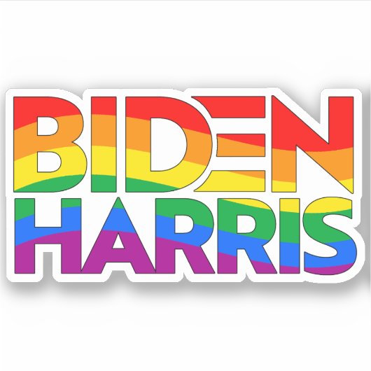 Biden Harris Pride Rainbow Sticker (Voorkant)
