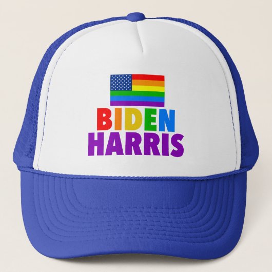 Biden Harris Rainbow American Flag Gay Pride Trucker Pet (Voorkant)