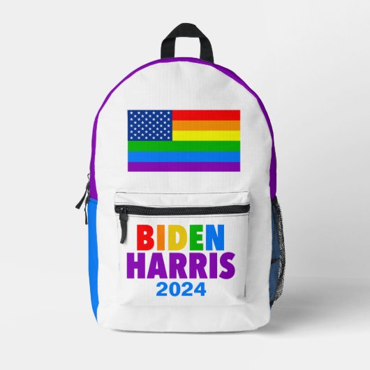 Biden Harris Rainbow American Flag LGBT Custom Bedrukte Rugzak (Voorkant)