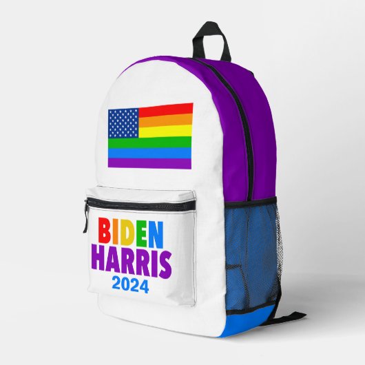 Biden Harris Rainbow American Flag LGBT Custom Bedrukte Rugzak (Achterkant Hoek Rechts)