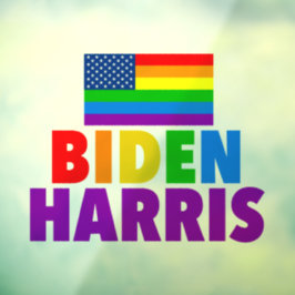 Biden Harris Rainbow American Flag LGBT Custom Raamsticker
