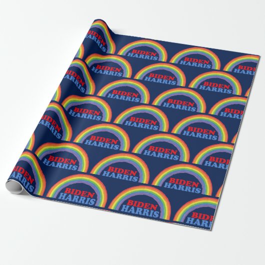 Biden Harris Rainbow Cute Democratic Political Cadeaupapier (Uitgerold)