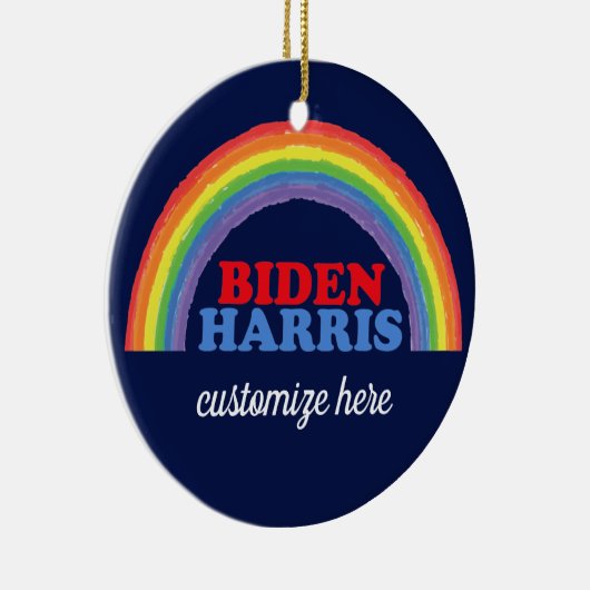 Biden Harris Rainbow - Eigen Kerstmis Keramisch Ornament (Rechts)