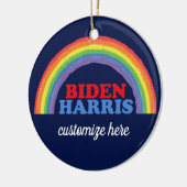 Biden Harris Rainbow - Eigen Kerstmis Keramisch Ornament (Links)