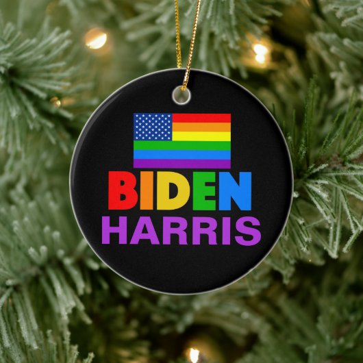 Biden Harris Rainbow Gay Pride Politieke Kerstmis Keramisch Ornament (Boom)