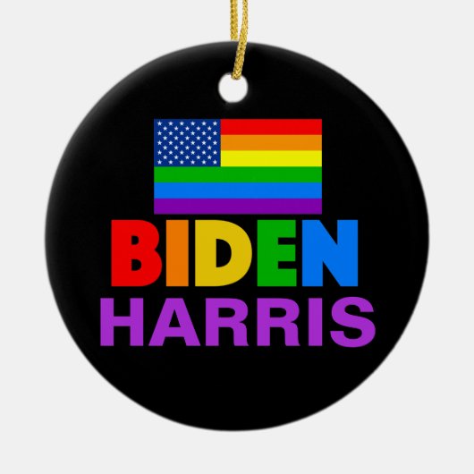 Biden Harris Rainbow Gay Pride Politieke Kerstmis Keramisch Ornament (Voorkant)