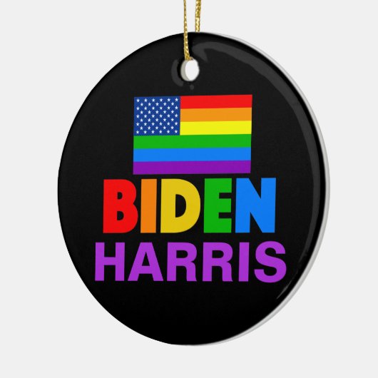 Biden Harris Rainbow Gay Pride Politieke Kerstmis Keramisch Ornament (Links)