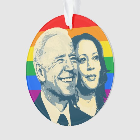 Biden Harris Rainbow Pride Ornament (voorkant)