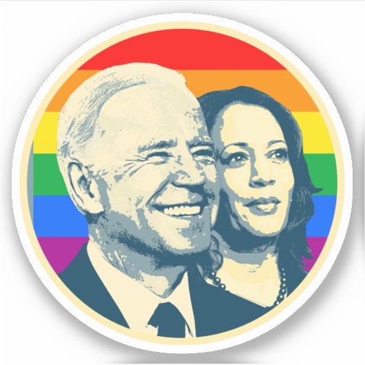 Biden Harris Rainbow Pride Sticker (Voorkant)
