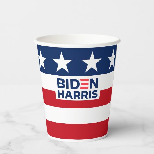 Biden Harris Rood Wit en Blauw Sterren en Streep Papieren Bekers (Achterkant)