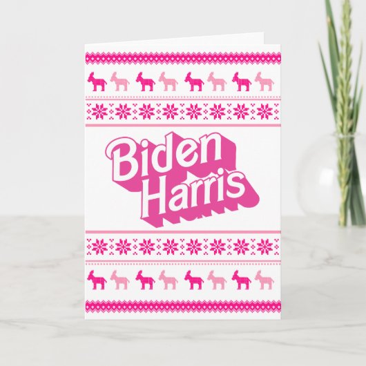 Biden Harris Roze Kersttrui Kaart (Voorkant)