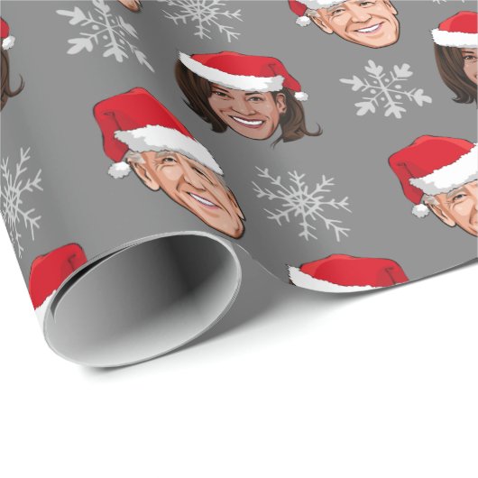 Biden Harris Santa Hat Pattern Cadeaupapier (Rol Hoek)