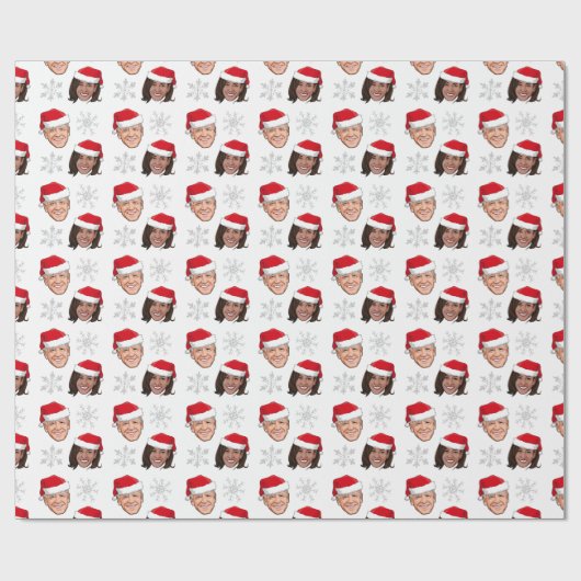 Biden Harris Santa Hat Pattern Cadeaupapier (Vlak)