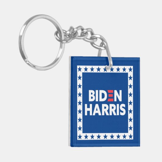 Biden/Harris Stars Lijst White Blue Sleutelhanger (Voorkant Links)