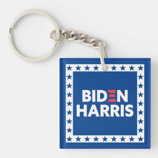 Biden/Harris Stars Lijst White Blue Sleutelhanger (Voorkant)