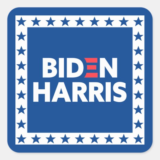 Biden/Harris Stars Lijst White Blue Vierkante Sticker (Voorkant)