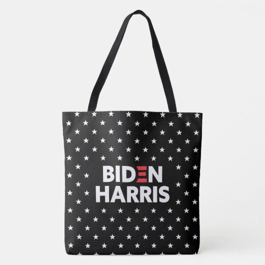 Biden / Harris Stars Pattern Black en White Tote Bag (Voorkant)
