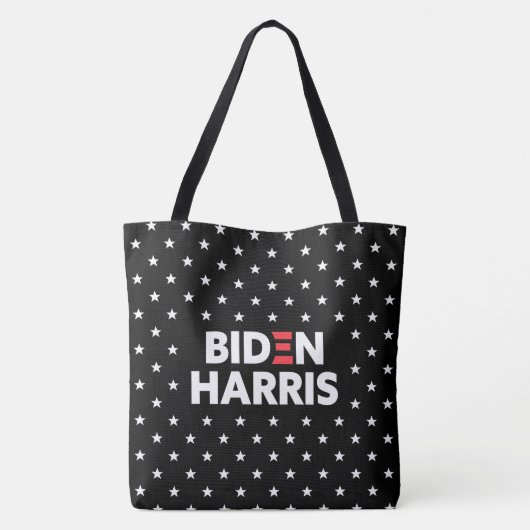 Biden / Harris Stars Pattern Black en White Tote Bag (Achterkant)