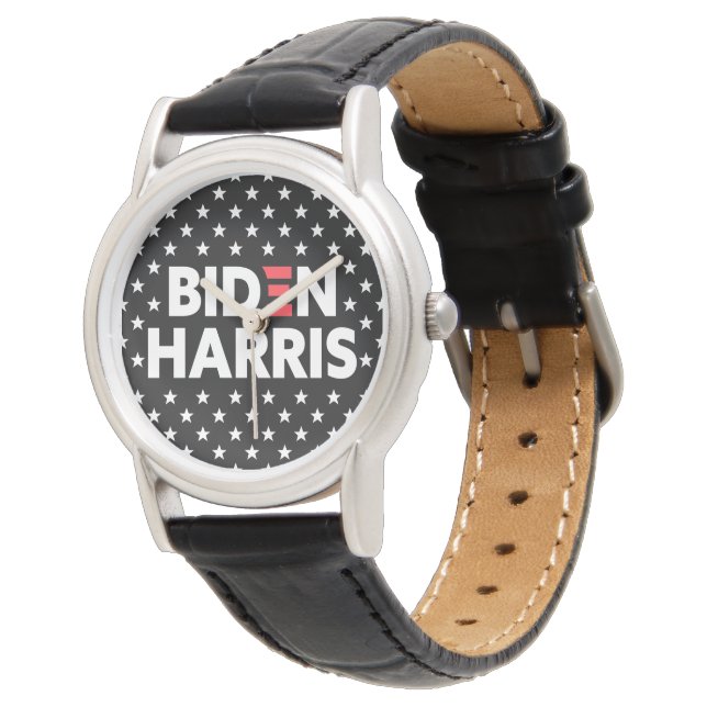Biden / Harris Stars Pattern Black Horloge (Gekanteld)