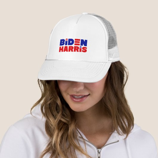 BIDEN / HARRIS Trucker Hat - WHITE Trucker Pet (In situ)