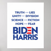 Biden Harris - Truth Unity Science Hope Poster (Voorkant)