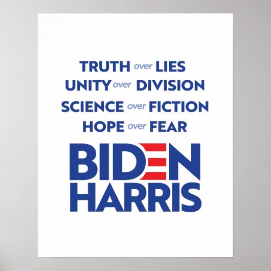 Biden Harris - Truth Unity Science Hope Poster (Voorkant)