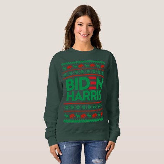 BIDEN HARRIS UGLY CHRISTMAS SWEATER (groen) (Voorkant volledig)