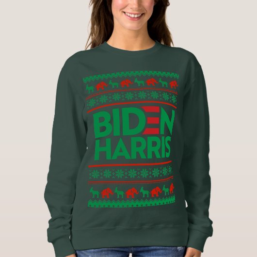 BIDEN HARRIS UGLY CHRISTMAS SWEATER (groen) (Voorkant)