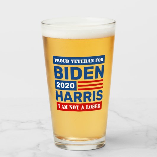 Biden Harris veteranen niet een verliezer glas (Voorkant gevuld)