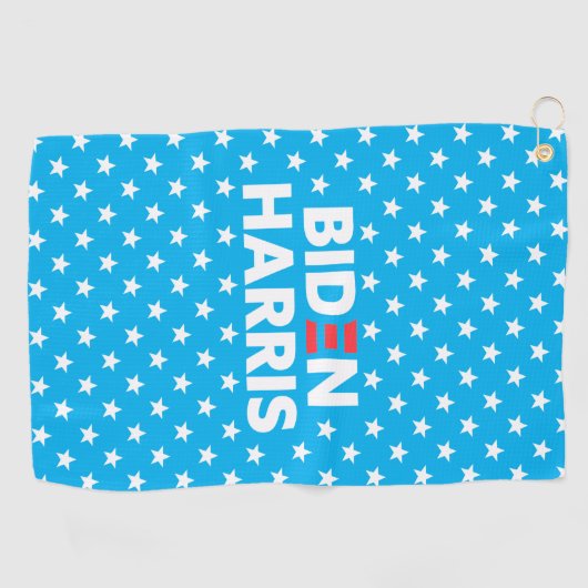 Biden Harris White Star Pattern Blue Golfhanddoek (Horizontaal)