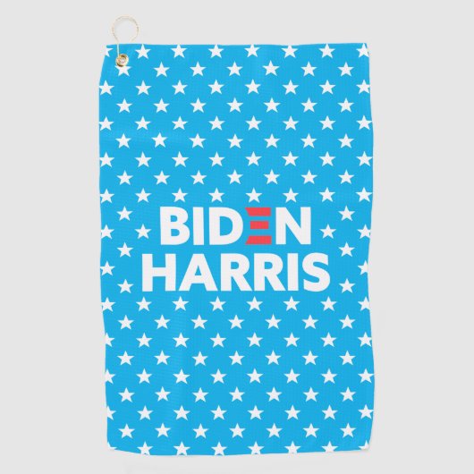 Biden Harris White Star Pattern Blue Golfhanddoek (Voorkant)