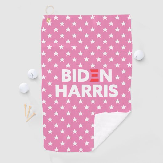 Biden Harris White Star Pattern roze Golfhanddoek (Insitu)