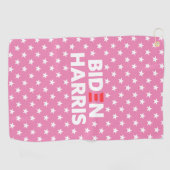 Biden Harris White Star Pattern roze Golfhanddoek (Horizontaal)