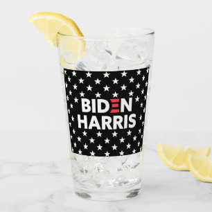 Biden / Harris White Stars Pattern Black Glas