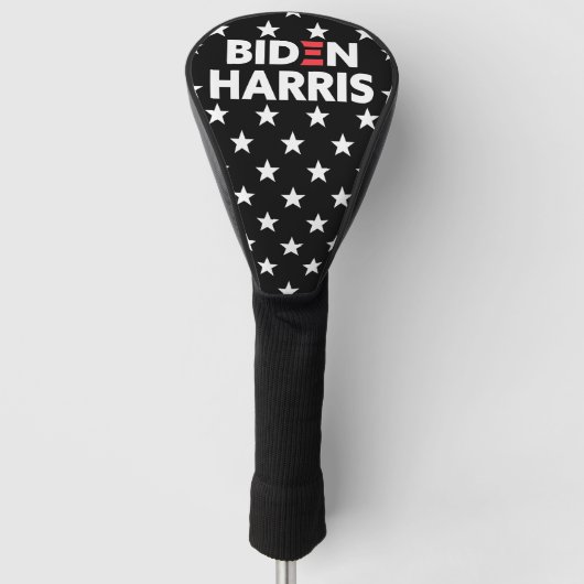 Biden / Harris White Stars Pattern Black Golfheadcover (Voorkant)