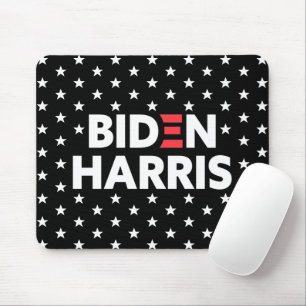 Biden Harris White Stars Pattern Black Muismat