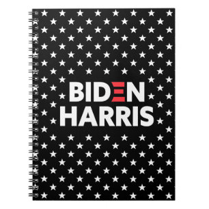 Biden / Harris White Stars Pattern Black Notitieboek