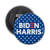 Biden / Harris White Stars Pattern Blue Button Flesopener (Voorkant)