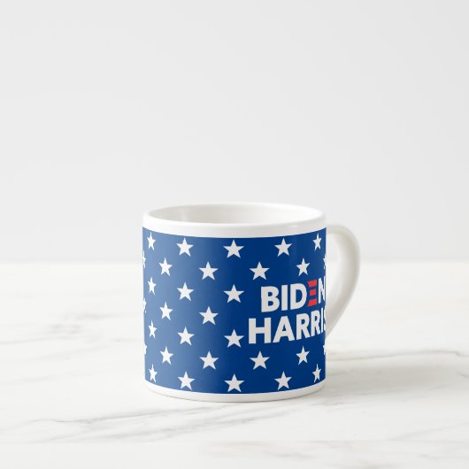 Biden / Harris White Stars Pattern Blue Espresso Kop (Voorkant rechts)