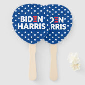 Biden / Harris White Stars Pattern Blue Handwaaier (Voorkant en achterkant)