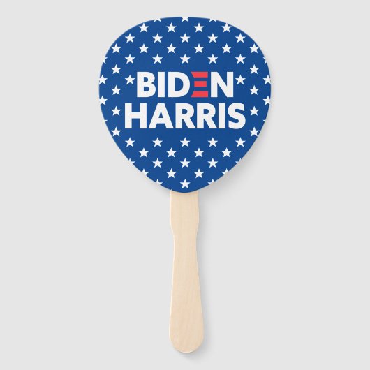 Biden / Harris White Stars Pattern Blue Handwaaier (Achterkant)