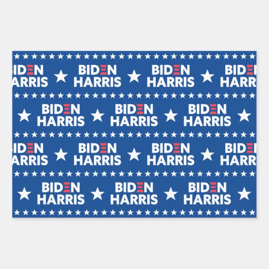 Biden / Harris White Stars Pattern Blue Inpakpapier Vel (Voorkant 2)