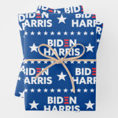 Biden / Harris White Stars Pattern Blue Inpakpapier Vel (In situ)